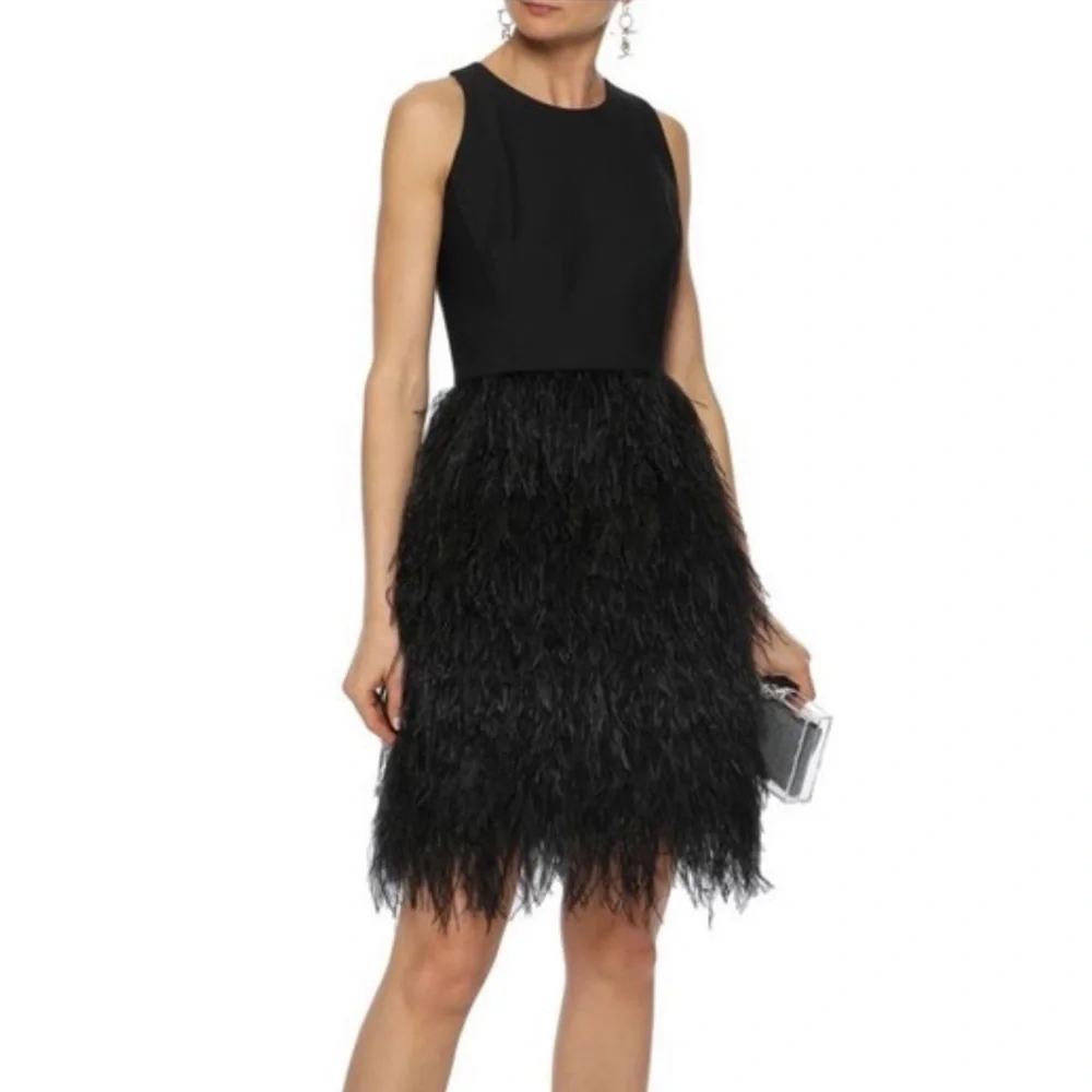 Milly Blair Ostrich Feather Cocktail Dress size 0 - Picture 1 of 15